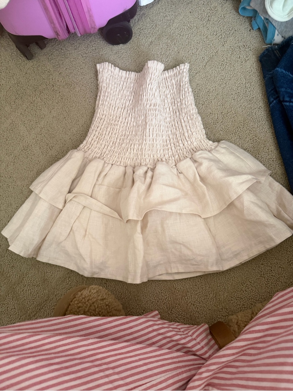 MAJORELLE Cream Elastic Waist Skirt